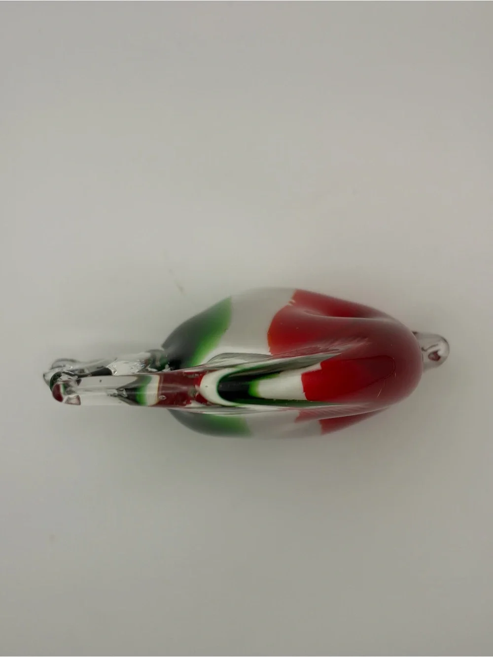 Pair Hand Blown Art Glass Angelfish Figurines Red Blue Green Clear Unsigned